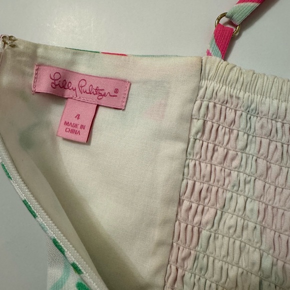 Lilly Pulitzer Pink Patterned Dress with White Embroidery Size 4 - Picture 6 of 6